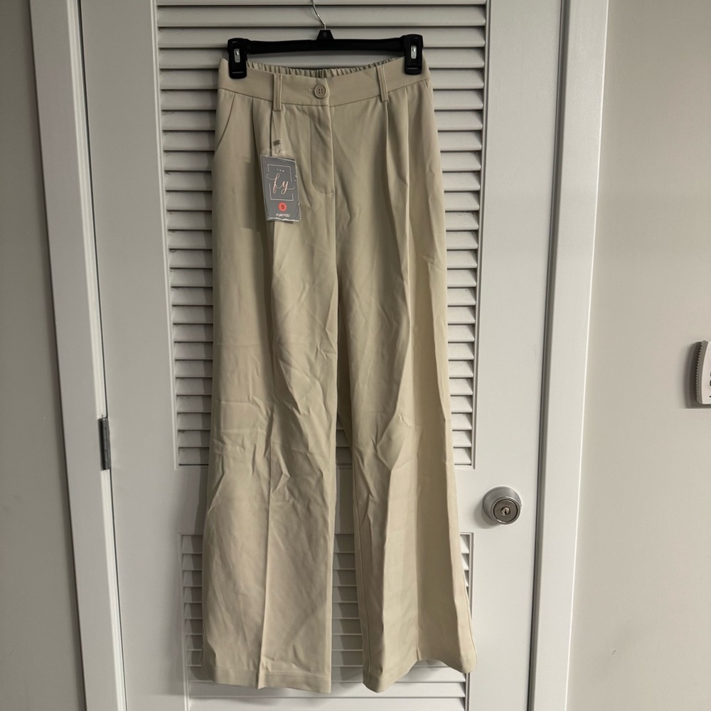 Amazon Cream Tailored High-Waisted Trousers